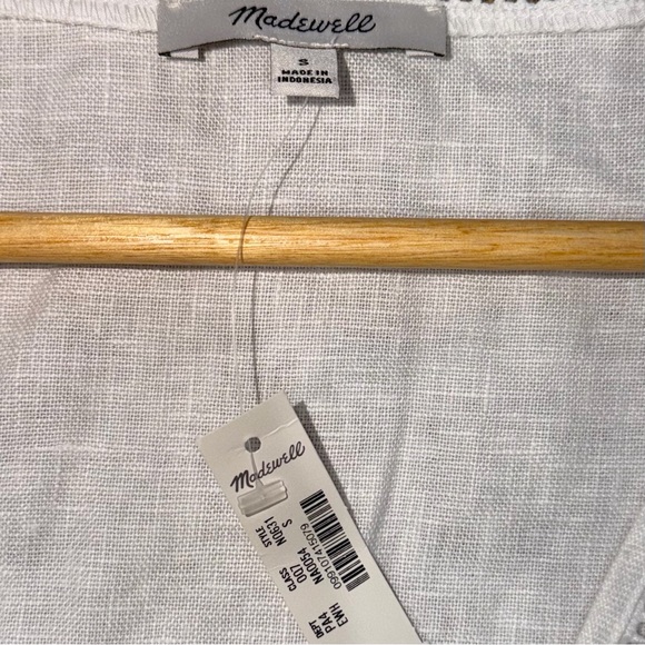 Madewell NWT Riley White 100% Linen Eyelet Button Front Midi Dress - Picture 3 of 6